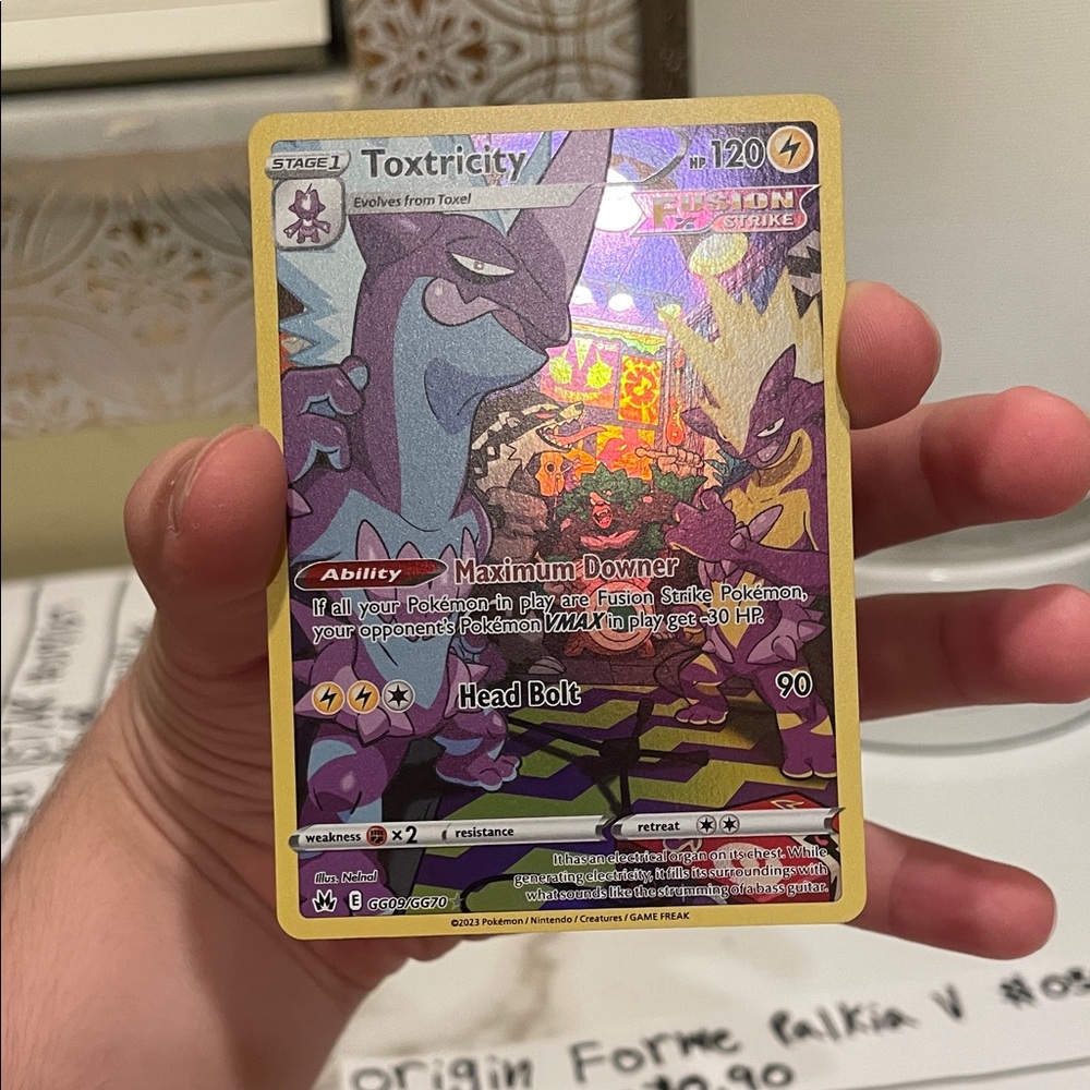 Pokemon Toxtricity Trading Card - Purple and Yellow